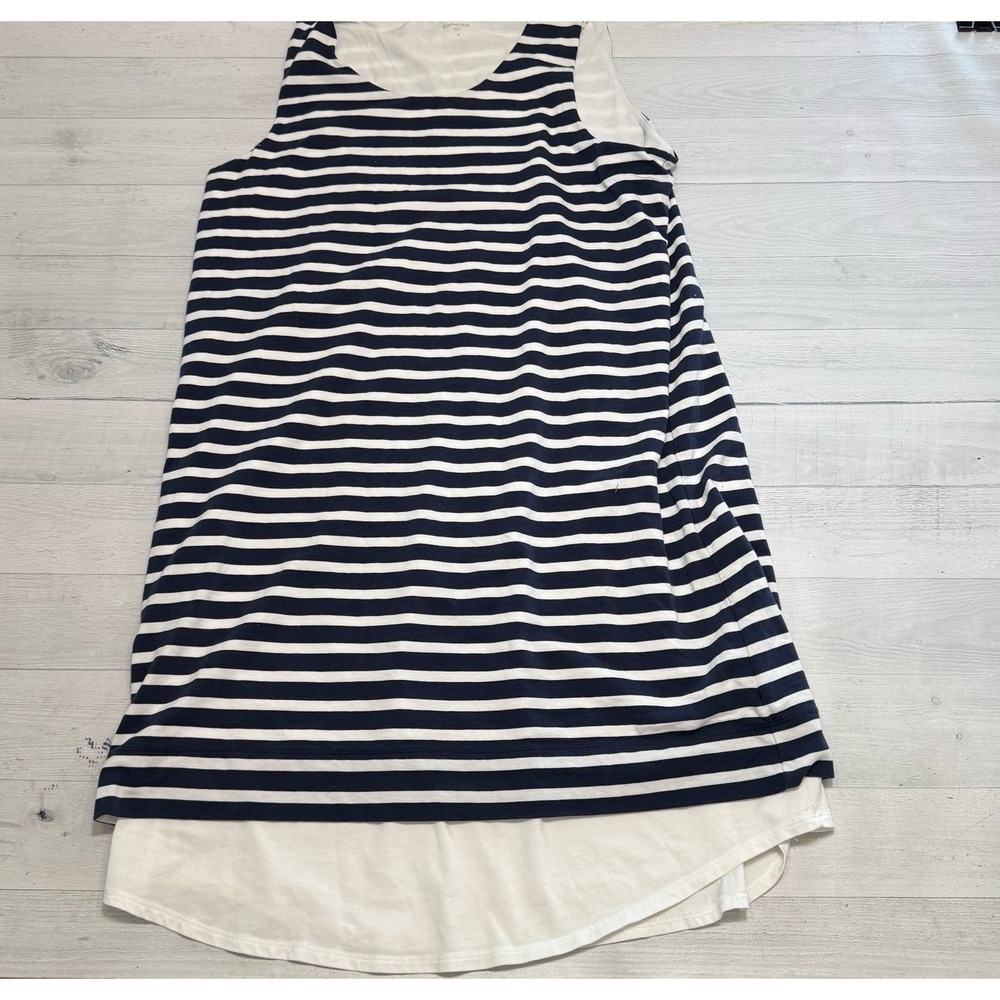 Garnet Hill women's navy blue white stripes dress size medium